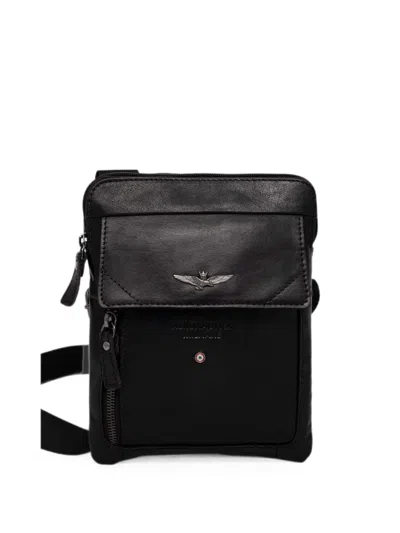 Aeronautica Militare Logo-plaque Leather Belt Bag In Black