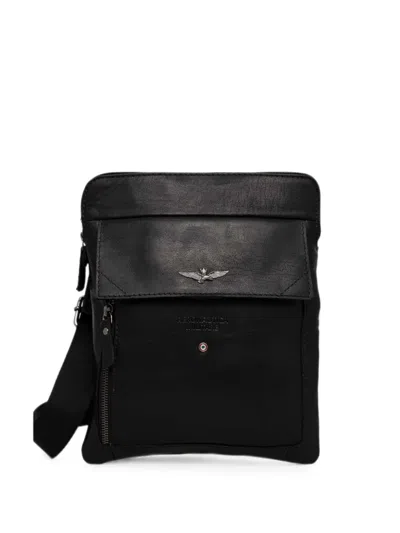 Aeronautica Militare Logo-plaque Leather Belt Bag In Black