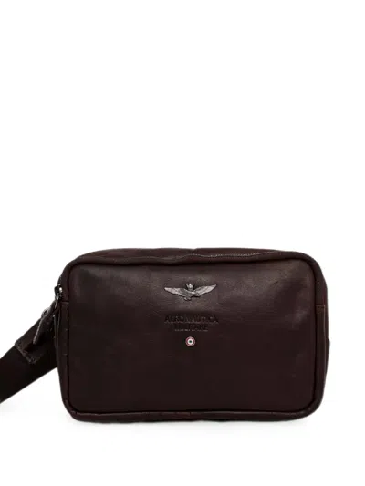 Aeronautica Militare Logo-plaque Leather Belt Bag In Brown