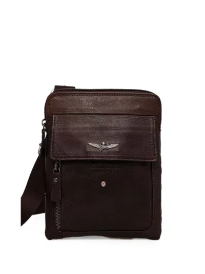 Aeronautica Militare Logo-plaque Leather Belt Bag In Brown