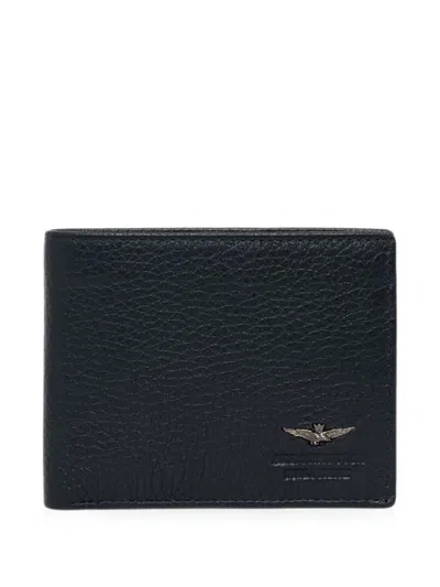 Aeronautica Militare Logo-plaque Pebbled-leather Wallet In Black