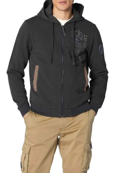 Aeronautica Militare Long-sleeved Hooded Hoodie In Black