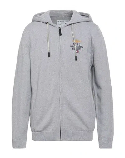 Aeronautica Militare Man Cardigan Grey Size Xxl Cotton In Gray