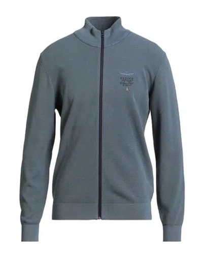 Aeronautica Militare Man Cardigan Slate Blue Size Xl Cotton, Lyocell