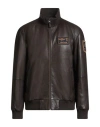 Aeronautica Militare Man Jacket Dark Brown Size 42 Ovine Leather