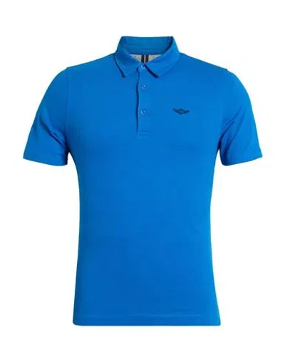 Aeronautica Militare Man Polo Shirt Azure Size M Cotton, Elastane In Blue