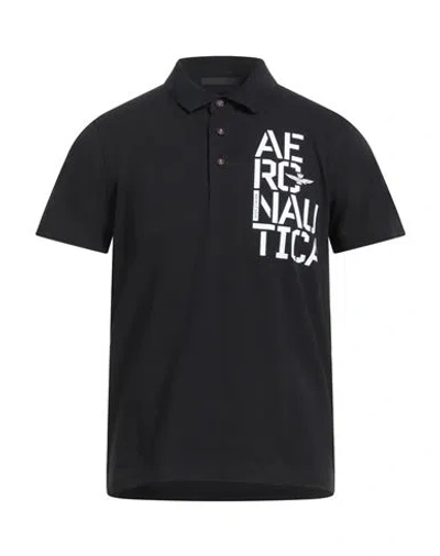 Aeronautica Militare Man Polo Shirt Black Size M Cotton, Elastane
