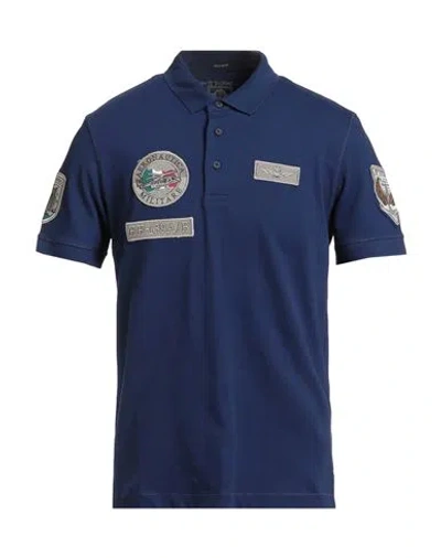 Aeronautica Militare Man Polo Shirt Blue Size L Cotton, Elastane