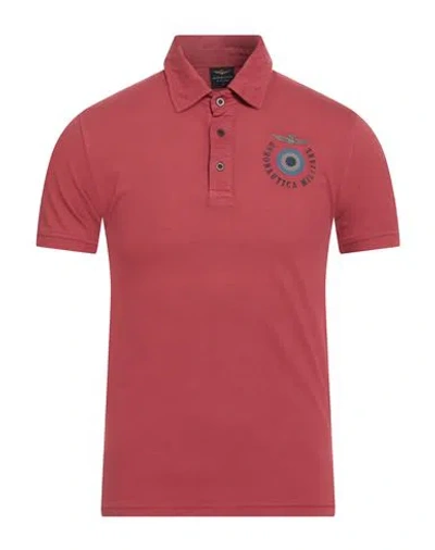 Aeronautica Militare Man Polo Shirt Coral Size S Cotton, Elastane In Red