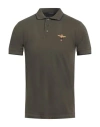 Aeronautica Militare Man Polo Shirt Dark Green Size S Cotton