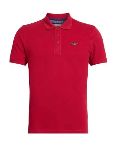 Aeronautica Militare Man Polo Shirt Garnet Size M Cotton In Red