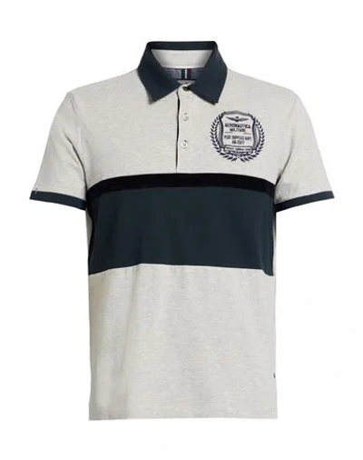 Aeronautica Militare Man Polo Shirt Grey Size L Cotton, Elastane In Gray