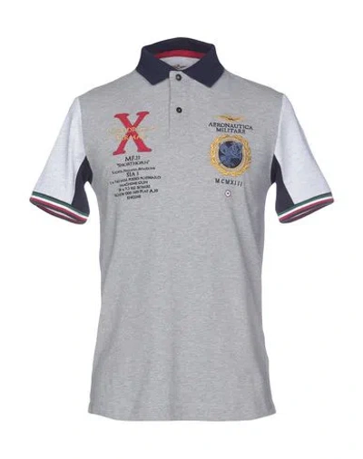 Aeronautica Militare Man Polo Shirt Grey Size M Cotton, Elastane In Gray