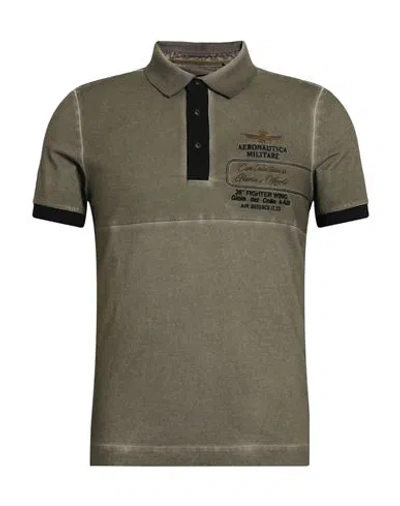 Aeronautica Militare Man Polo Shirt Grey Size S Cotton, Elastane In Gray