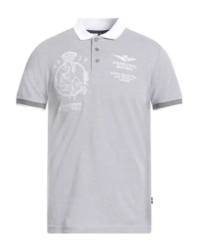 Aeronautica Militare Man Polo Shirt Grey Size S Cotton In Gray