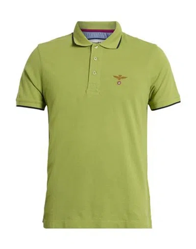 Aeronautica Militare Man Polo Shirt Lime Green Size M Cotton