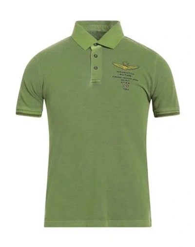 Aeronautica Militare Man Polo Shirt Lime Green Size S Cotton