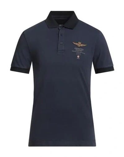 Aeronautica Militare Man Polo Shirt Midnight Blue Size M Cotton