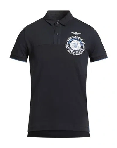 Aeronautica Militare Man Polo Shirt Midnight Blue Size M Cotton, Elastane