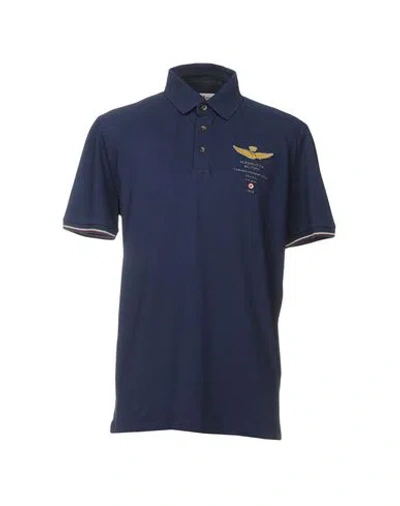 Aeronautica Militare Man Polo Shirt Midnight Blue Size S Cotton