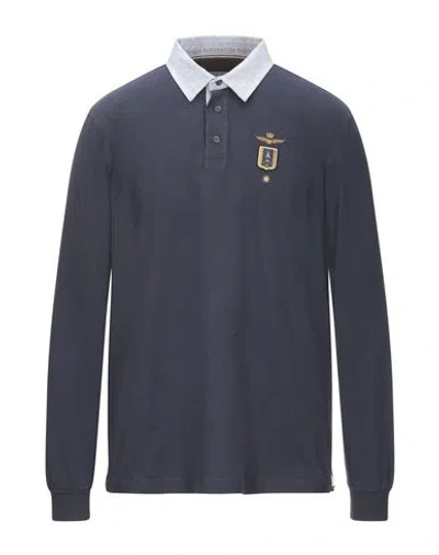 Aeronautica Militare Man Polo Shirt Midnight Blue Size S Cotton