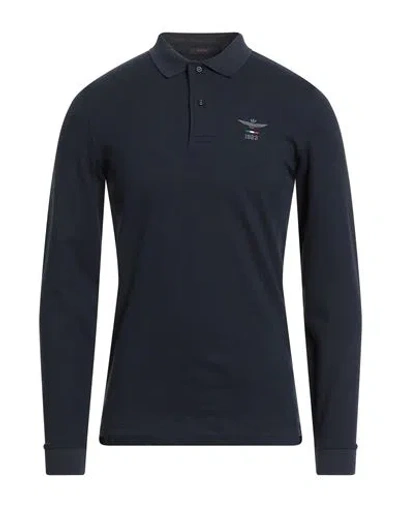 Aeronautica Militare Man Polo Shirt Midnight Blue Size S Cotton, Elastane