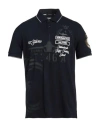 Aeronautica Militare Man Polo Shirt Midnight Blue Size Xl Cotton In Black