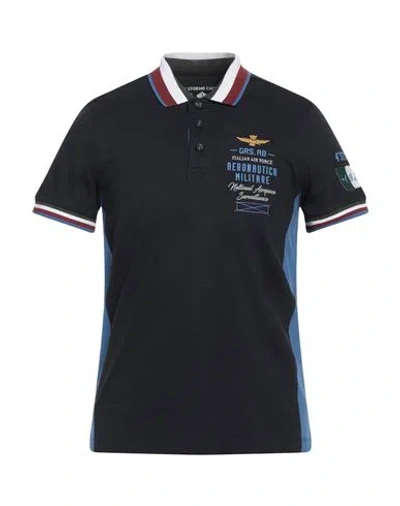 Aeronautica Militare Man Polo Shirt Midnight Blue Size Xl Cotton, Elastane