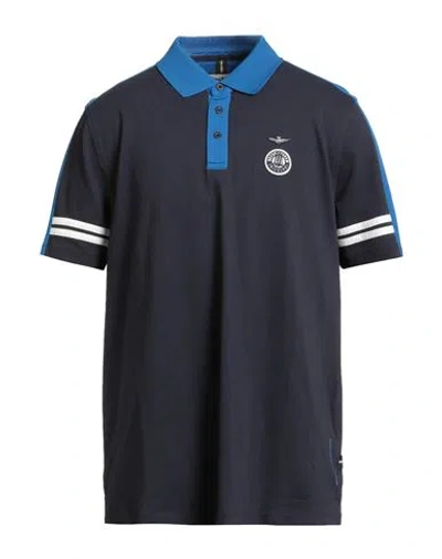 Aeronautica Militare Man Polo Shirt Midnight Blue Size Xxl Cotton, Elastane In Black