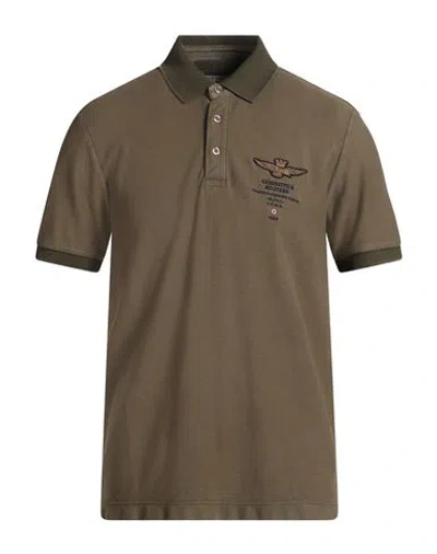 Aeronautica Militare Man Polo Shirt Military Green Size L Cotton In Multi