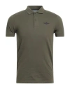 Aeronautica Militare Man Polo Shirt Military Green Size S Cotton, Elastane In Gray