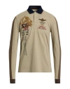 Aeronautica Militare Man Polo Shirt Military Green Size Xl Cotton In Brown