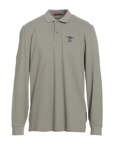 Aeronautica Militare Man Polo Shirt Military Green Size Xxl Cotton, Elastane In Gray
