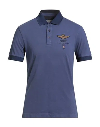Aeronautica Militare Man Polo Shirt Navy Size M Cotton In Blue