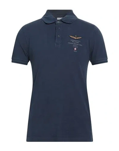 Aeronautica Militare Man Polo Shirt Navy Size M Cotton In Blue