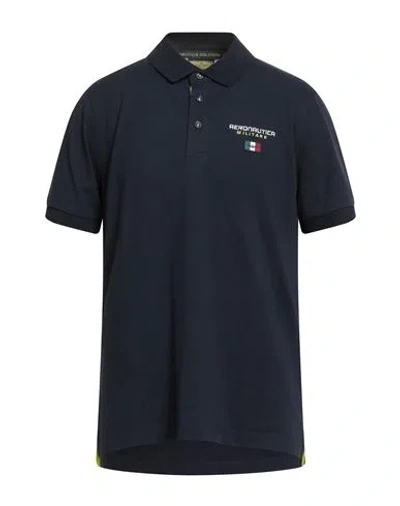 Aeronautica Militare Man Polo Shirt Navy Size Xl Cotton, Elastane In Blue