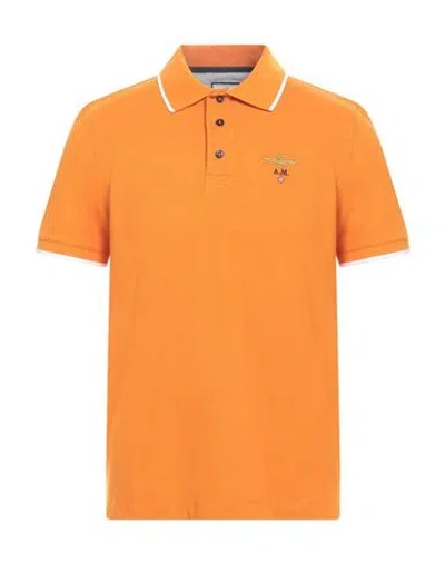 Aeronautica Militare Man Polo Shirt Orange Size L Cotton In Multi