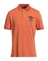Aeronautica Militare Man Polo Shirt Orange Size L Cotton In Orange