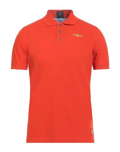 Aeronautica Militare Man Polo Shirt Orange Size S Cotton