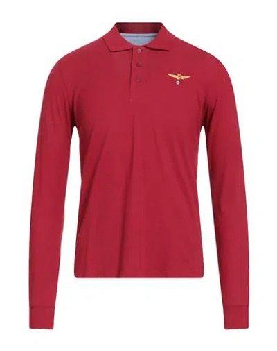 Aeronautica Militare Man Polo Shirt Red Size M Cotton