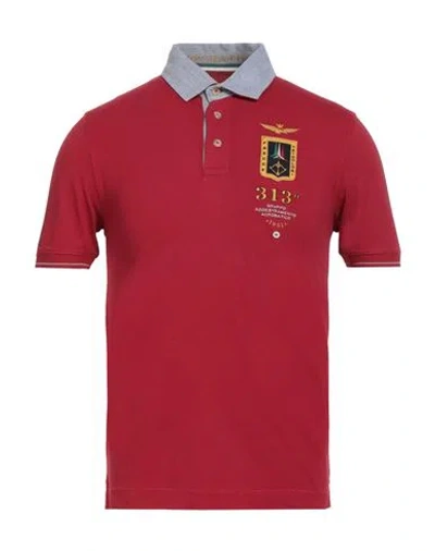 Aeronautica Militare Man Polo Shirt Red Size S Cotton