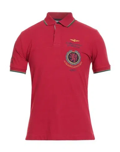 Aeronautica Militare Man Polo Shirt Red Size S Cotton, Elastane