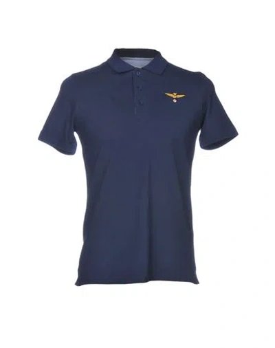 Aeronautica Militare Man Polo Shirt Slate Blue Size S Cotton