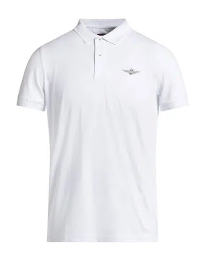 Aeronautica Militare Man Polo Shirt White Size L Cotton, Elastane