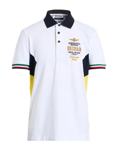 Aeronautica Militare Man Polo Shirt White Size Xxl Cotton, Elastane