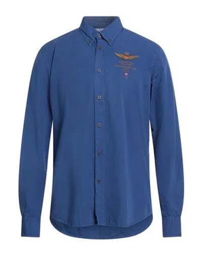 Aeronautica Militare Man Shirt Navy Size L Cotton In Blue