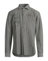 Aeronautica Militare Man Shirt Grey Size Xxl Cotton In Multi