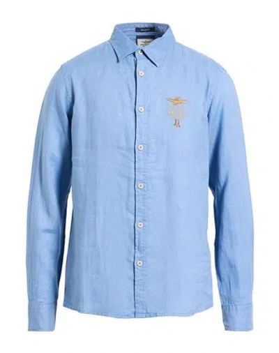 Aeronautica Militare Man Shirt Light Blue Size 3xl Linen
