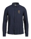 Aeronautica Militare Man Shirt Midnight Blue Size 4xl Linen In Blue