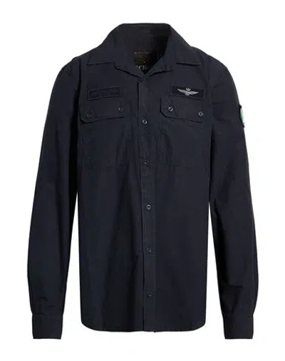 Aeronautica Militare Man Shirt Midnight Blue Size Xxl Cotton